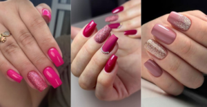 Unhas Decoradas Rosa com Glitter